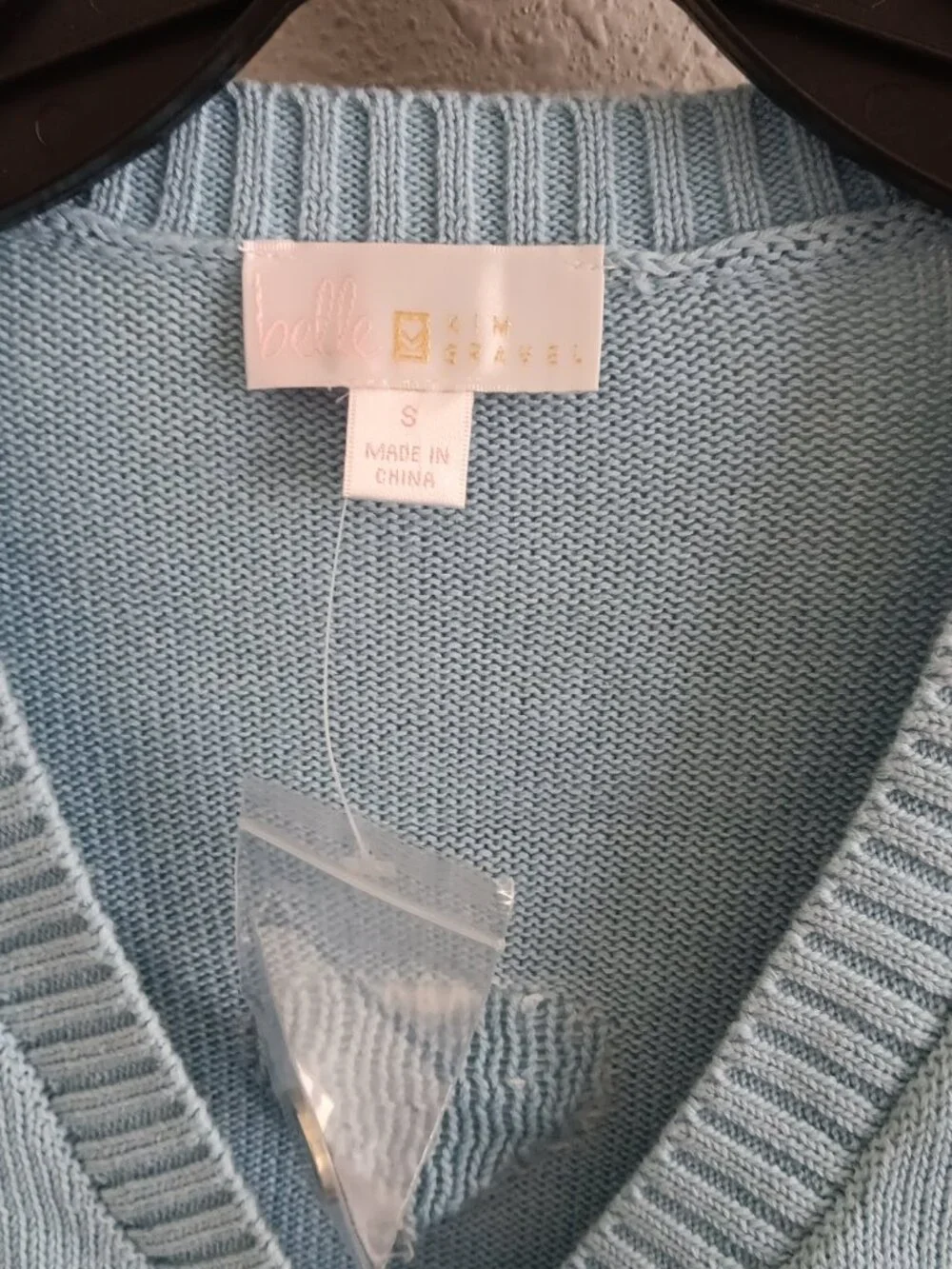 Belle by Kim Gravel Falling in Love Fuzzy Heart Cardigan, Blue Sz S a699095